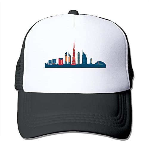 Dubai City Skyline Silhouette Mesh Adjustable Hat
