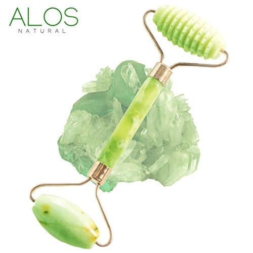 Jade Roller Chi Himalayan Premium Anti Aging, Massaging and Face Slimming Massager - Smooth and Jagged Double Sided Roller by Alos