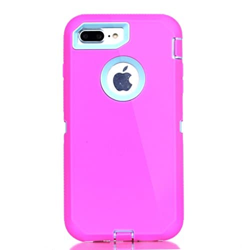 For iPhone 8Plus &amp; 7Plus (5.5") case, Chanroy Body Armor Heavy Duty Dirtproof Shockproof Hybrid Defender Case for iPhone 8Plus &amp; 7Plus(Pink on Teal)