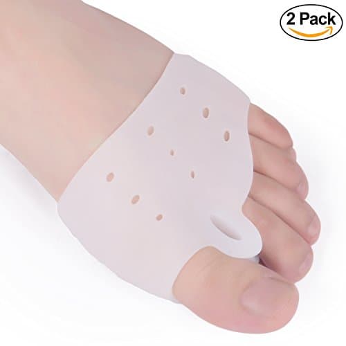 2-Pack Soft Gel Half-Toe Metatarsal Pads Support For Men &amp; Women By Bormei–Protective Foot Sleeves – Medical Grade TPE – Available In Beige &amp; White – Ideal For Runners, Hikers, &amp; Bikers (White)