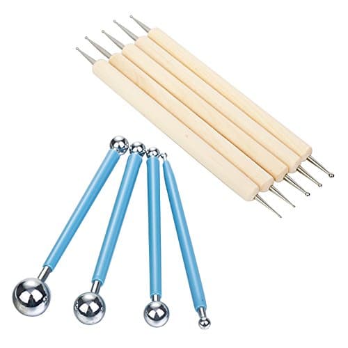 Valar Dohaeris Double Ended Ball Stylus Dotting Tools Modeling Sculpting Tool Clay Ceramics Pottery Carving Embossing Sculpting Tools Set,Pack of 9