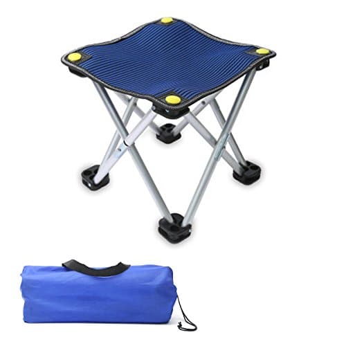 Mini Portable Folding Stool with Carry Bag,Square Outdoor Folding Chair for Camping Fishing Travel Hiking Garden Beach, Sturdy Oxford Cloth Quickly-Fold Stool (Blue)