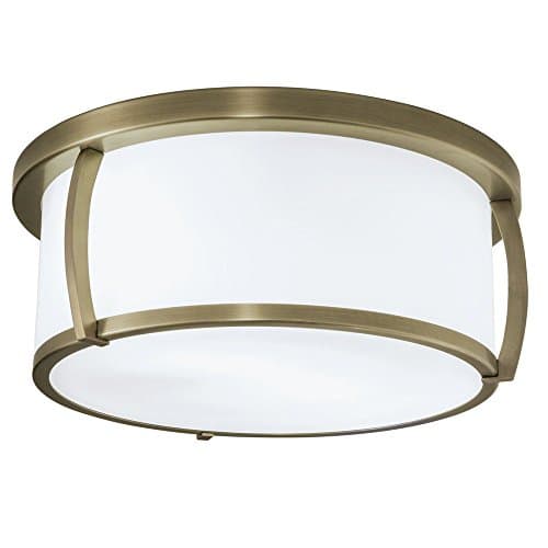 Norwell Lighting 5634-AN-SO Brooklyn - Three Light Flush Mount, Antique Brass Finish with Shiny Opal Glass