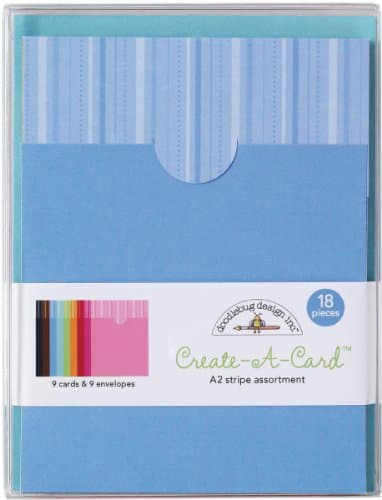 Doodlebug Designs Card Assortment Pack 18 Pieces 9 Cards/9 Envelopes A2 Stripe