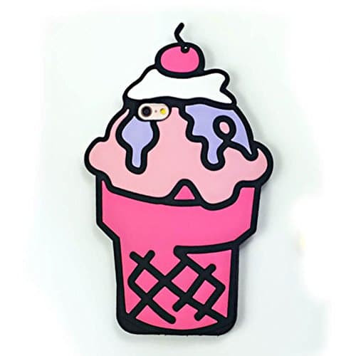 For iPhone 6 Plus Case, iPhone 6S Plus Case, Cute 3D Cartoon Cherry Cupcakes Ice Cream Shaped Soft Silicone Bumper Case Cover For Apple iPhone 6 Plus / 6S Plus (Pink)