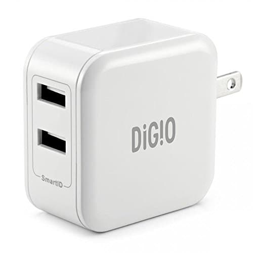 Dual USB Travel Wall Charger with SmartID Technology, Foldable Plug for iPhone, iPad, Samsung Galaxy, HTC Nexus Moto Blackberry, Bluetooth Speaker Headset, Power Bank and More, White