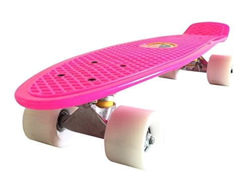 Retro Skateboard Cruiser EE Skateboard Complete Deck 22/27 Mini Plastic (Pink/Whte, 22")