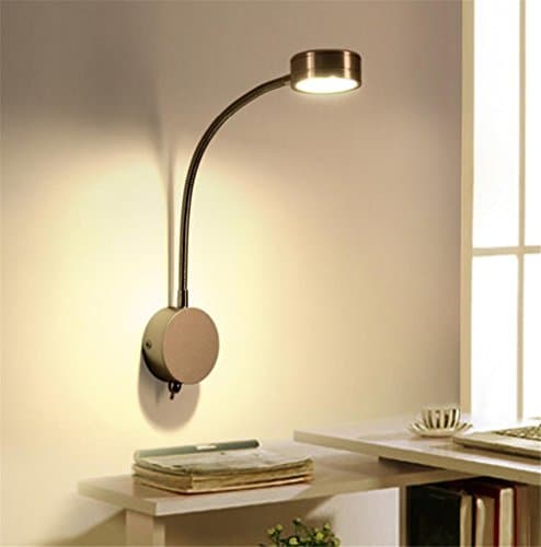 Wall Lights Modern LED Reading Bedside Electroplating Metal Wall Lamp and 360 Degrees Flexible Gooseneck Swing Arm with Switch Living Room Bedroom Hotel Wall Surface Mounted Sconces Decoration Light