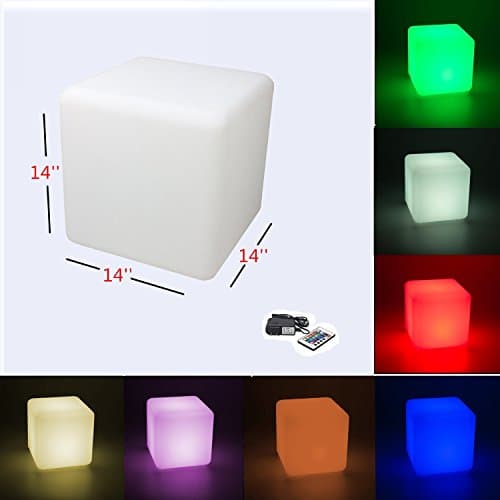 Coolqing Lighting Stool 16 Multicolor Cube Light Seat Waterproof Home Decorative Lighting Chair for Pub (14''/35cm)