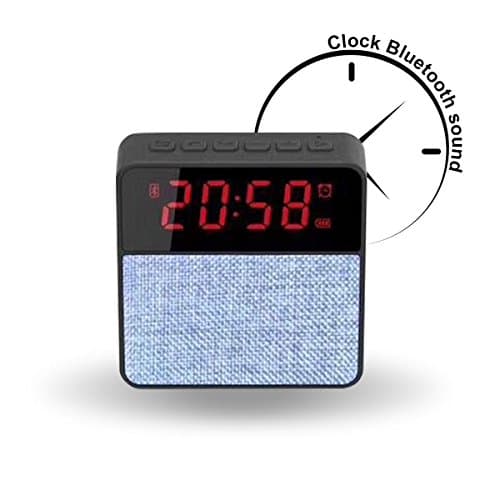 DLciwi Digital Clock Bluetooth Speaker Portable Wireless Speakers with FM Radio TF Card Slot for all Size Smartphone Blue