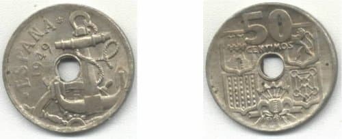 Spain 1949 (52) 50 Centimos, KM-777