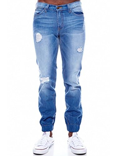 Mens Heft swag Look Basic Classic Acid Wash Distressed Denim Jeans Joggers Pants D01D (28, Acid Wash)