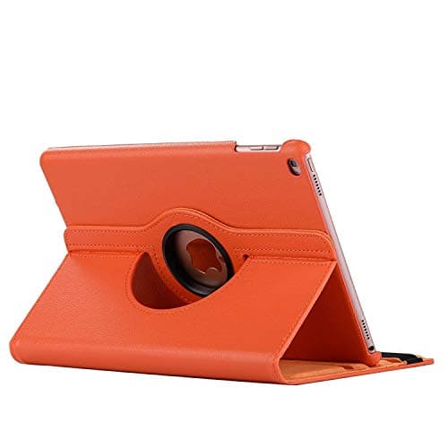 360 Degree Rotating Leather Smart Cover Case for Apple iPad Air 1 Air 2 5 6 New iPad 9.7 New 2018 A1822 A1823 A1893 Coque Funda Orange