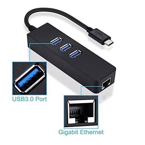 WAYMAY USB 3.1 Type-C USB-C 3 Port Compact HUB Adapter with RJ45 Ethernet Adapter For Apple 12-Inch Retina MacBook and Chromebook Pixel 2015 Edition laptop