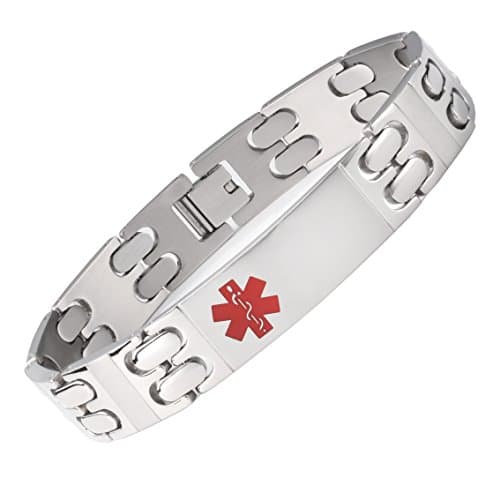 Tarring Solid titanium Medical id Bracelets for Men with Free Engraving(8.5")