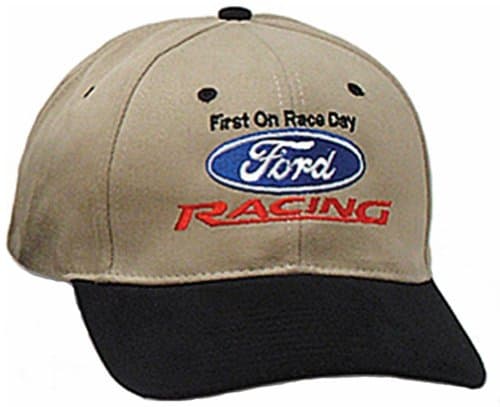 Ford Racing Hat - Two Tone Fine Embroidered Logo Adjustable Cap Khaki/Black