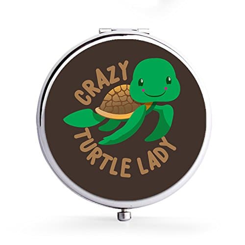Makeup Mini Mirror Handhold Double Side Compact Travel Mirrors - Crazy Turtle Lady
