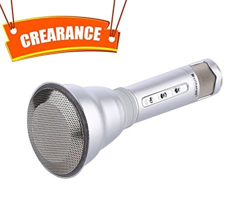Martheroll Portable Wireless Karaoke Player KTV Handheld Microphone with Bluetooth Speaker (Silver)