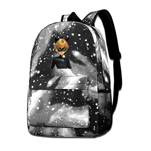 Unisex Funny Cat-Noir 3D Printed Student Backpack Schoolbag Side Pocket Adult Kids Daypack Travel Bags