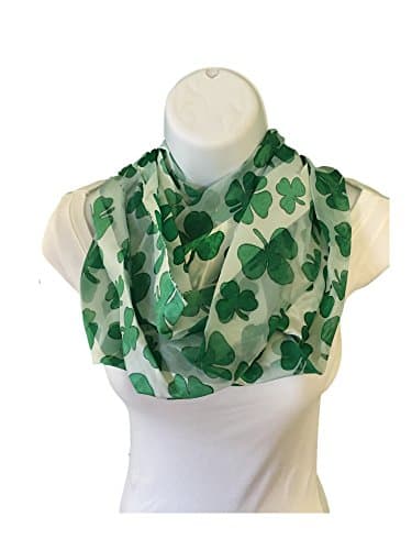 Infinitely Irish White and Green Shamrock Loop Scarf