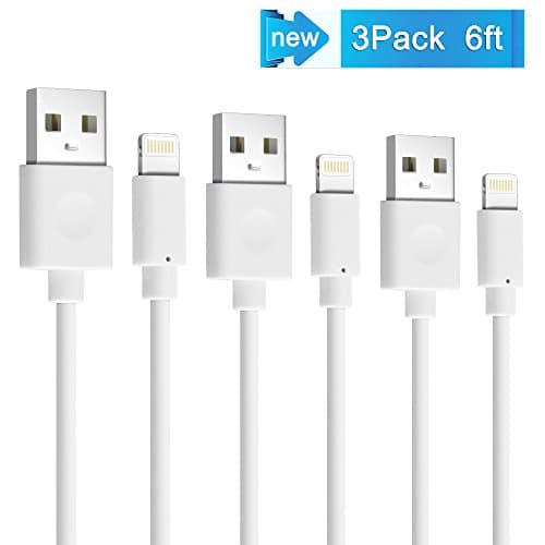 iPhone Charger Alanda 3pcs 6ft High Speed Durable iPhone Charging Cable for iPhone 7 7 Plus SE 6s 6 6 plus 5 5s iPad Air and Mini iPod Touch 5th Compatible with iOS(White)