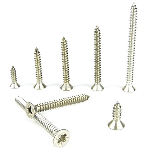 Megastore247 Countersunk Screw CSK Self Tapping Heavy Duty A4 Stainless Steel Marine Grade No6x1 (3.5x25mm) by Megastore 247