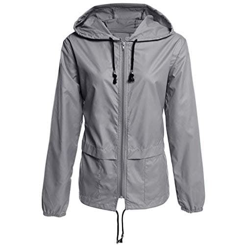 Women Solid Rain Jacket Outdoor Plus Size Waterproof Hooded Windproof Loose Windbreak Coat
