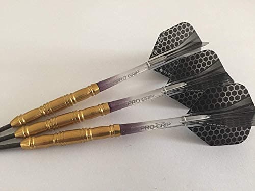 95% GOLD TUNGSTEN Darts Set, Black Target Vision Stems & Target Honeycombe Flights - Available in 24g or 26g
