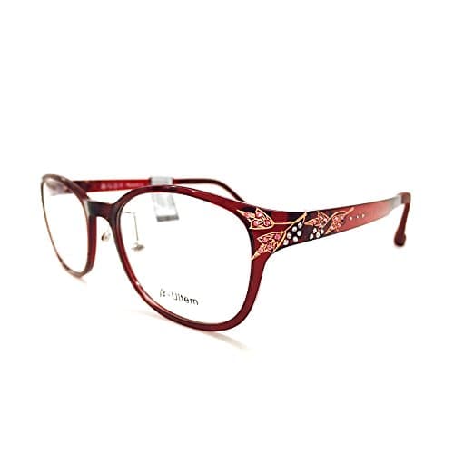CAMIERRE Ultem Handmade Flexible Optical Eyeglasses Frame with Cubics and Leaf Pattern Point, and Lightweight Plastic Frame, Wine