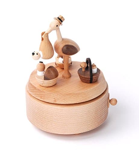 Wooden music box Stork