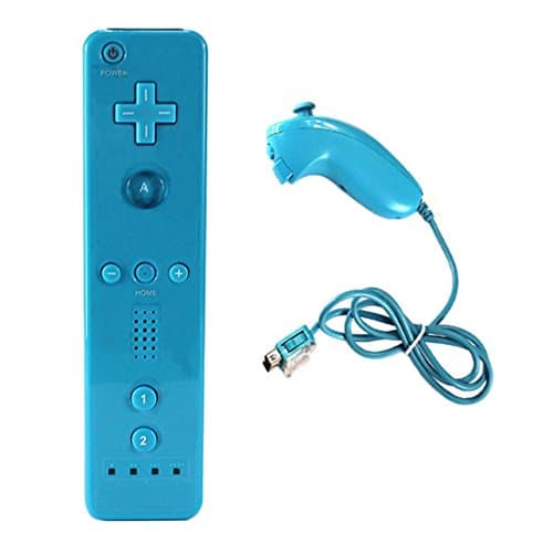 SREEGA Remote Controller And Nunchuck for Wii WiiU with Case Skin (Blue)