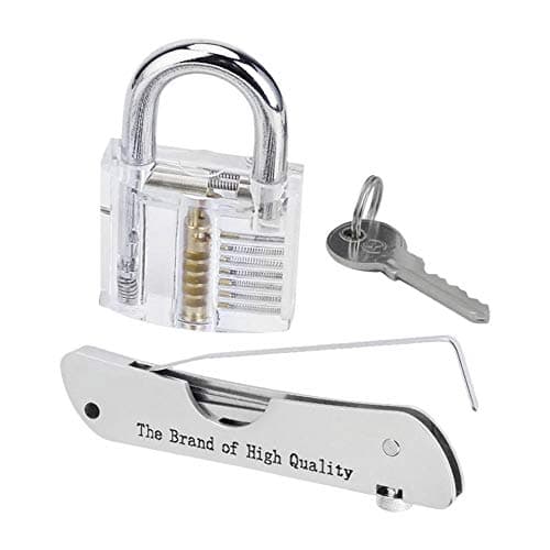 fervortop Set 7-in-1 Unlocking tool set Practice Training Set with Transparent Practice Padlock Portable & Convenient Keychain Cutout Hole, Durable,useful and portable
