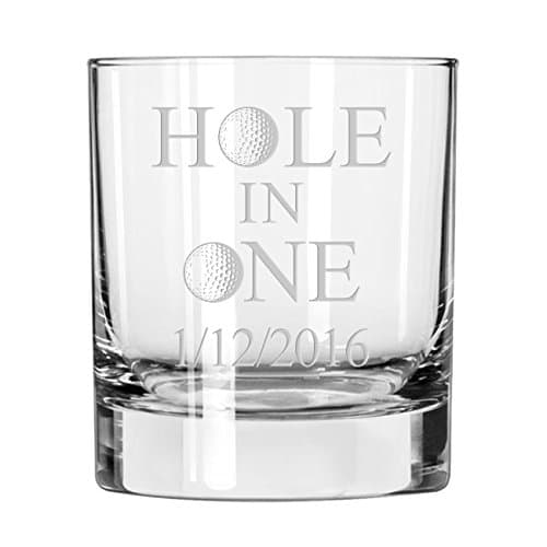 Hole in One Golf Whiskey Glass Customized with Date