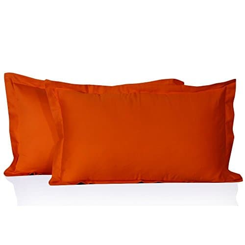 Solid Pattern 2 Pcs Pillow Shams 600 Thread Count 100% Egyptian Cotton ( King ,20 x 40 Inch ,Orange)