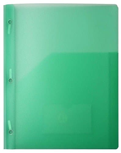 Green - Premium and More Sturdy 2 Deep Pockets Transparent Plastic Folders with Fasteners 3 Holes Metal Prongs and Card Slot Plastic Sleeves Great for Projects and Presentations 1PC