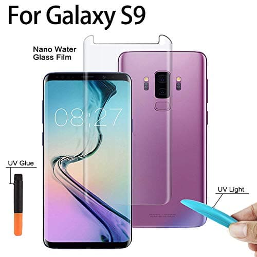 Auswaur Compatible with Galaxy S9 Screen Protector Tempered Glass [Liquid Dispersion Tech] with UV Light 3D Curved Case Friendly Glass Compatible with Galaxy S9 Screen Protector Film
