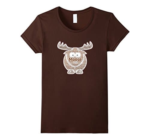 Womens Moose Word Cloud T-Shirt Medium Brown