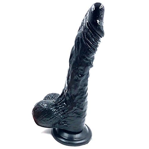 AZENEW RealisticD-il-d-0, 9.8" Realistic D-il-d-0-s with Strong Suction Cup and High Quality,Non-porous Non-toxic,01B-A3-B3 (Black)
