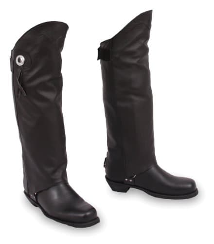 First Mfg Unisex Zippered and Velcro Leather Half Chaps - Frontiercycle (Free U.S. Shipping) (M/L)