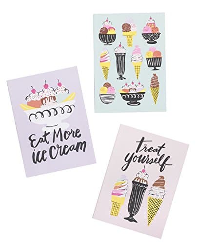 Waste Not Paper Mini Journals, Ice Cream, Notebook, Small, Diary - 80 pages, Set of 3