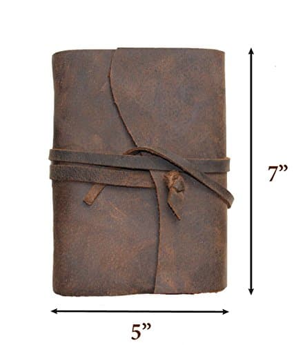 Handmade Genuine Leather Journal Notebook with Wrap Around Closure (Genuine Buffalo Hide) (Real Leather) By Mountain Top Trade 5"x7"