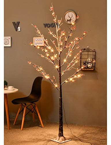 Bolylight 6FT 96 LED Snow Flower Tree Artificial Decorations for Home/Bedroom/Office/Party/Wedding/Festival/Christmas Indoor and Outdoor Warm White