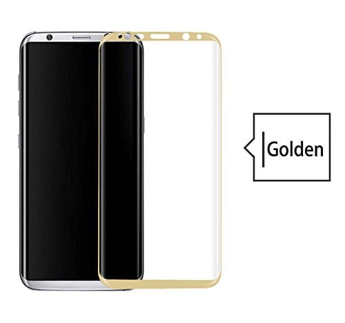Lendgaga Full Coverage edge screen protector for Samsung Galaxy S8 New Upgrade Strengthen tempered glass screen film with high-definition transparent, anti-foam, 3D touch feel, 9H HD! (Golden)