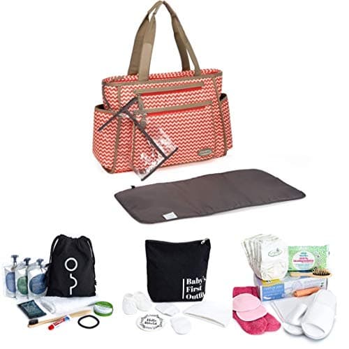 Birth Bag - Pre Packed Maternity Hospital Changing Bag Essentials Set for Mother and Baby (Orangey Red)