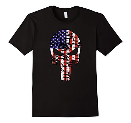 Men's Three Percenter Skull American Flag 2nd Amendment TSHIRT Medium Black