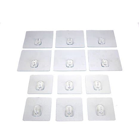 InstaHook Water-Proof Self-Adhesive Utility Wall Hooks, Clear, 12-Pieces