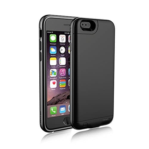 Only 3.8mm world's thinnest iPhone 6 6s Battery Case - Ultra Slim Extended Battery Case, Portable Charger with Polymer Battery 2400mAh Capacity for Fast Recharge--Black