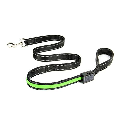 LED Dog Leash USB Solar Rechargeable Light Up Super Bright High Visibility Safe Seen