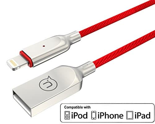 Cable, 6.16ft(1.88M) Lightning Charger Charging Cable AUTO DISCONNECT Nylon Braided Lightning to USB Cord for iPhone X/8/8Plus/7/7 Plus/6/6s/6 Plus/6s Plus/5c/5s/SE