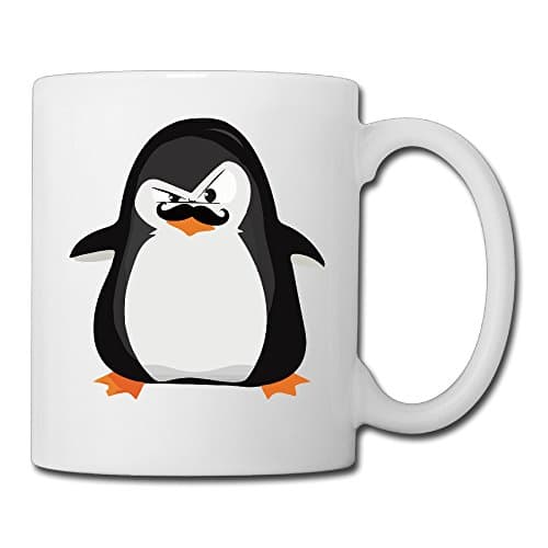 Cute Black White Penguin And Funny Mustache Ceramic Custom Coffee/Tea Mug White 11oz For Funny Gifts